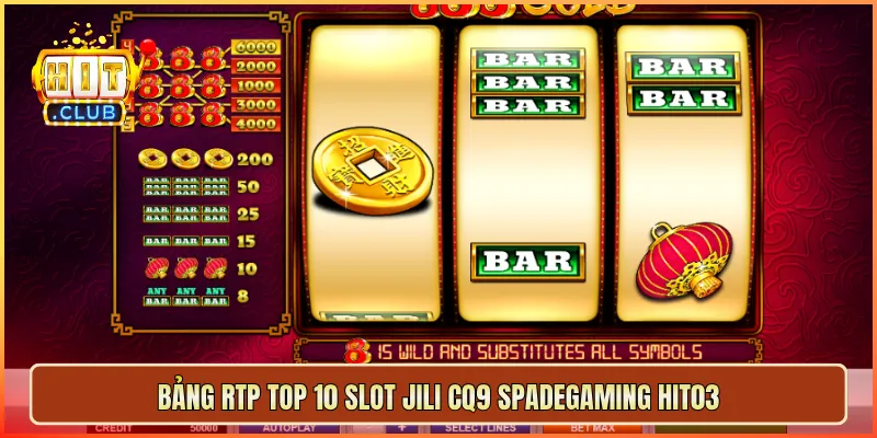 Bảng RTP top 10 slot JILI CQ9 Spadegaming hit03
