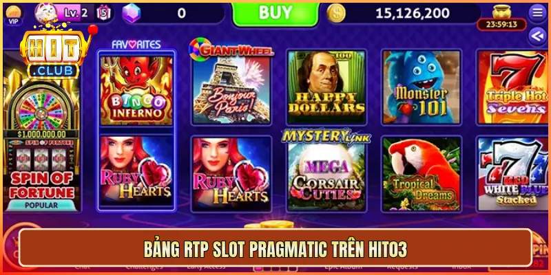 Bảng RTP slot Pragmatic trên hit03